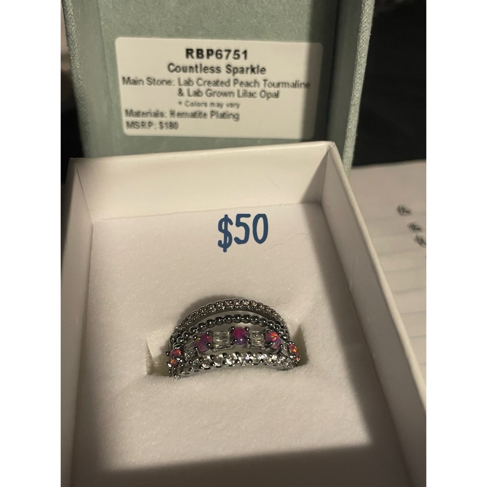 Countless Sparkle Silver and Pink Ring